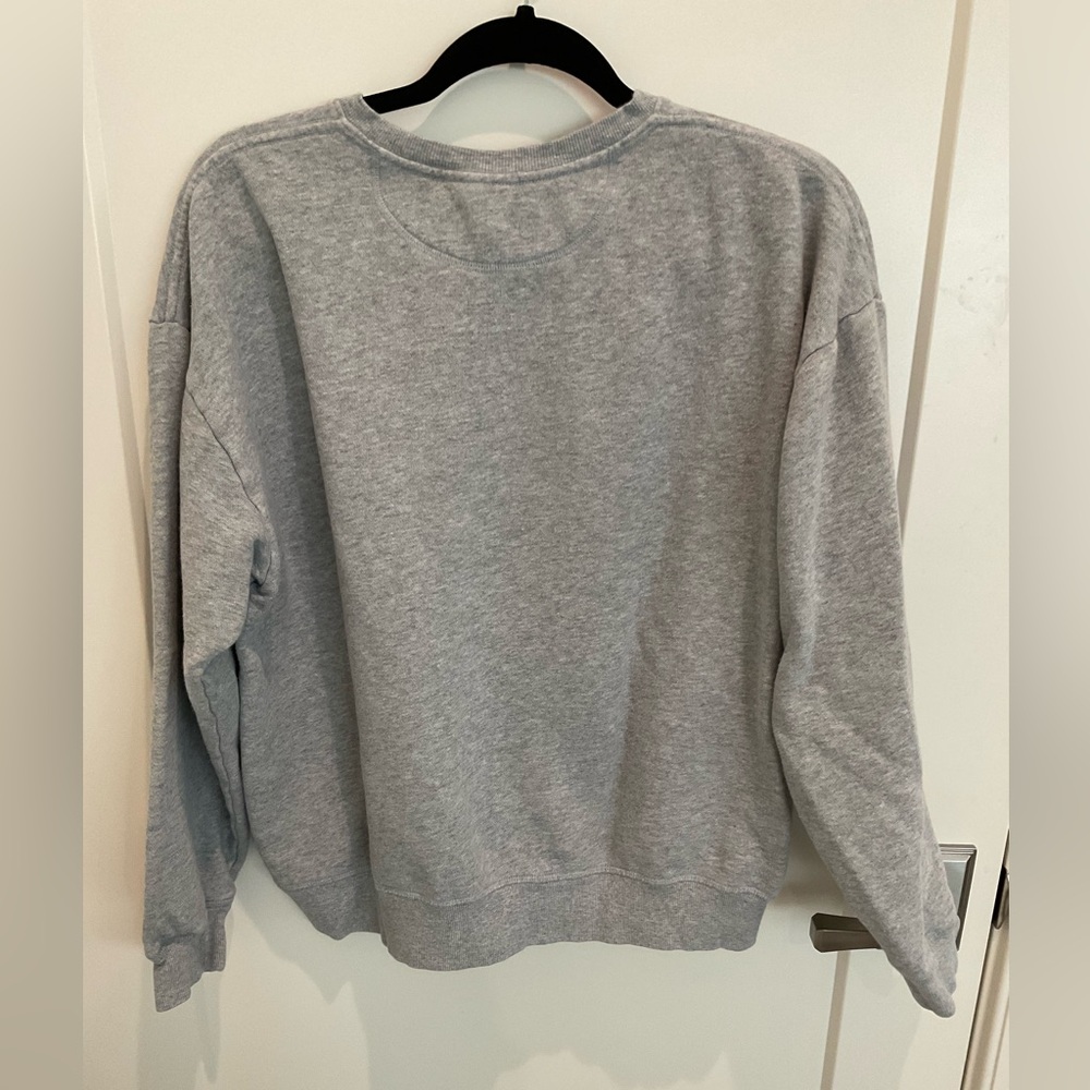 PINK Victoria's Secret Gray Sweatshirt with Pink Stripe - Picture 3 of 6